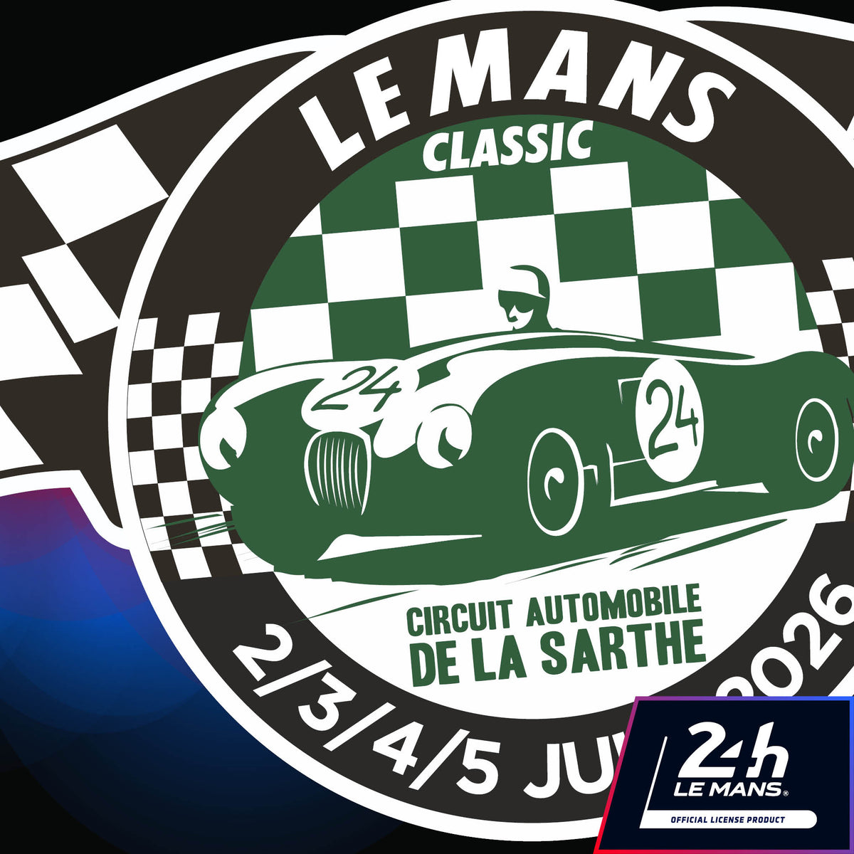 Le Mans Classic 2026 Chequered Flag Logo Sticker - StickeredUp4LeMans