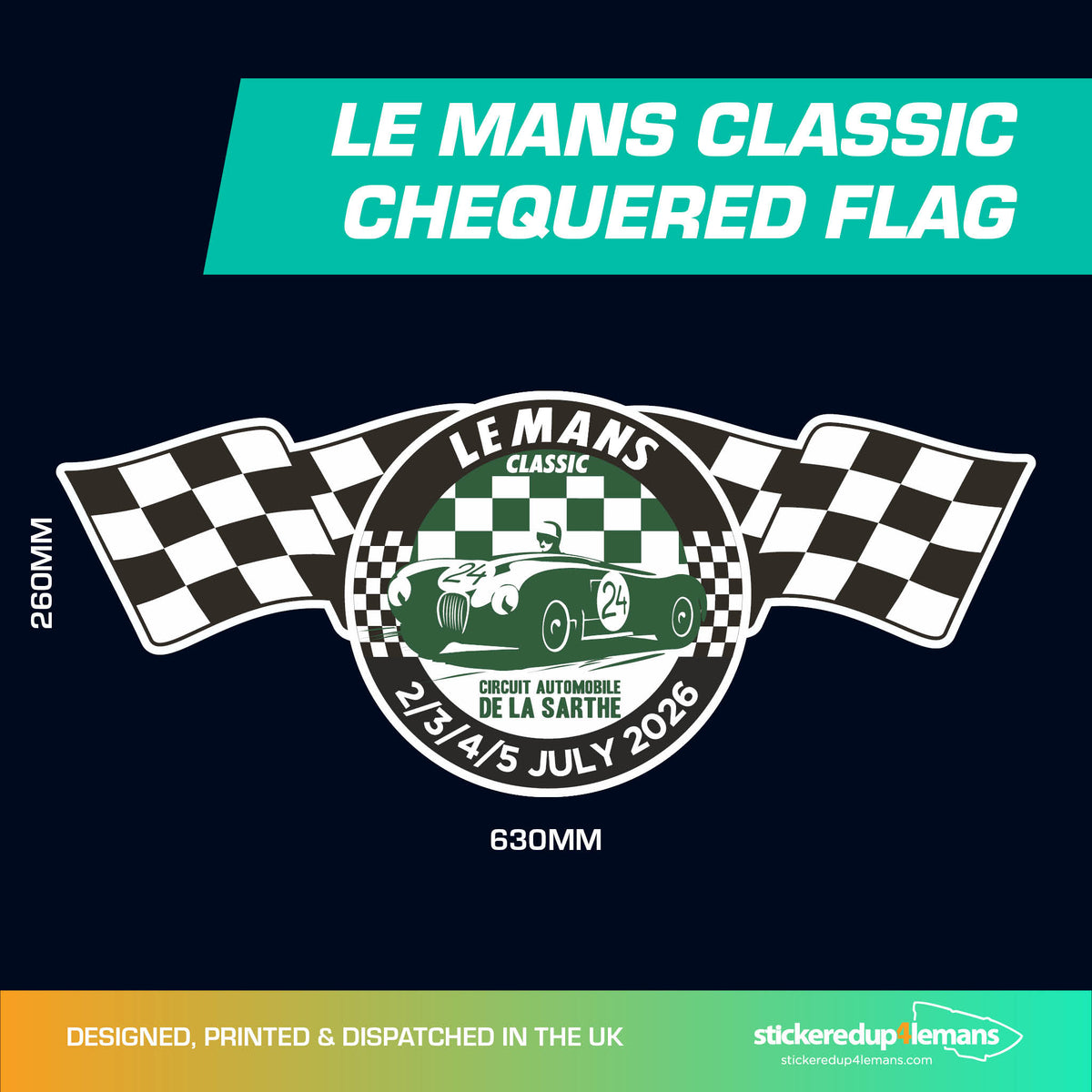 Le Mans Classic 2026 Chequered Flag Logo Sticker - StickeredUp4LeMans