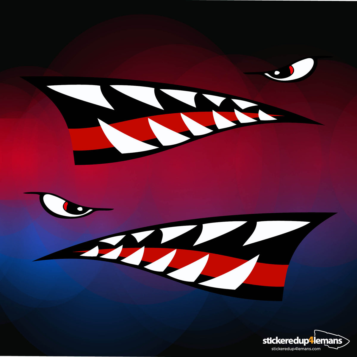 Large Shark Teeth Car Sticker Set