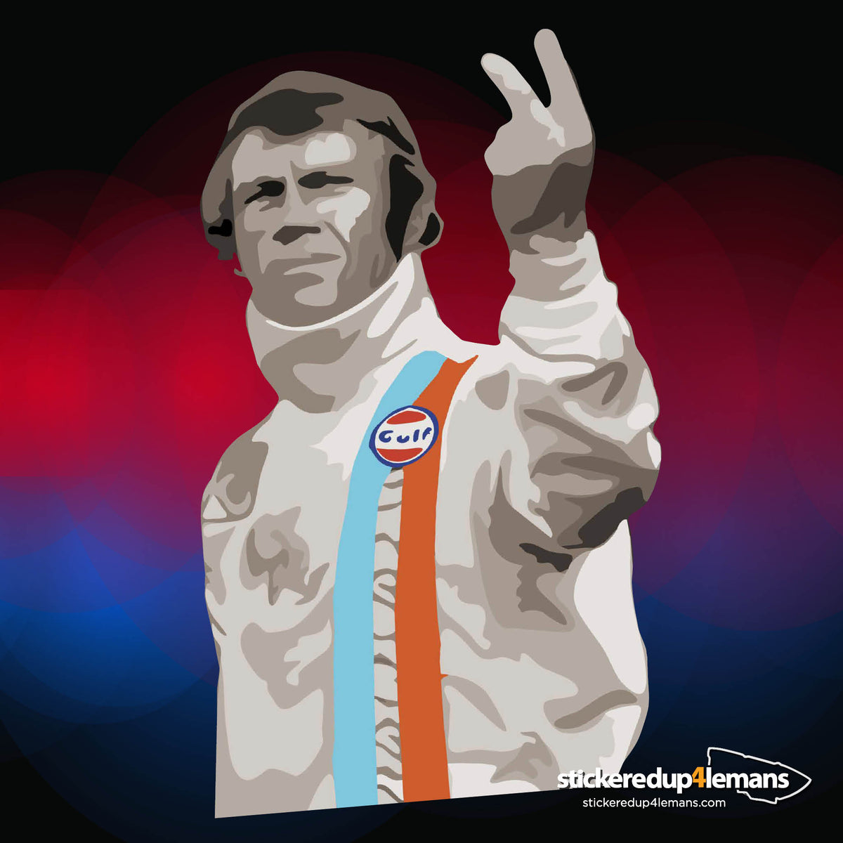 Steve McQueen 2 Finger Salute Sticker