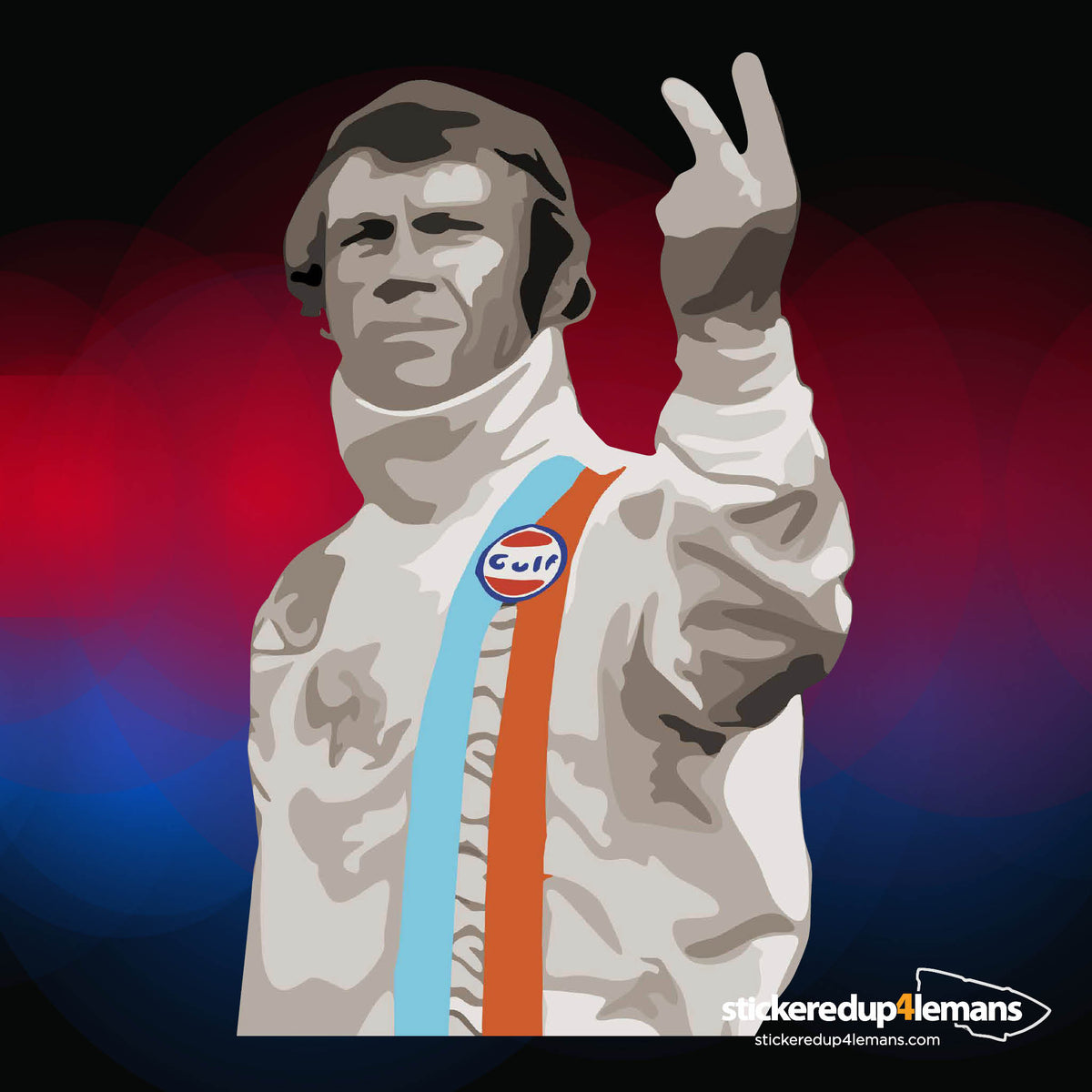 Steve McQueen 2 Finger Salute Sticker