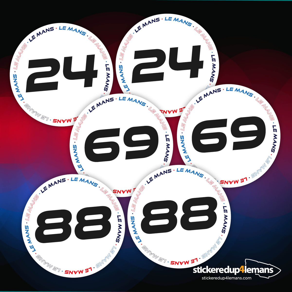 White Le Mans 400mm Diameter Door Racing Numbers (Pair)