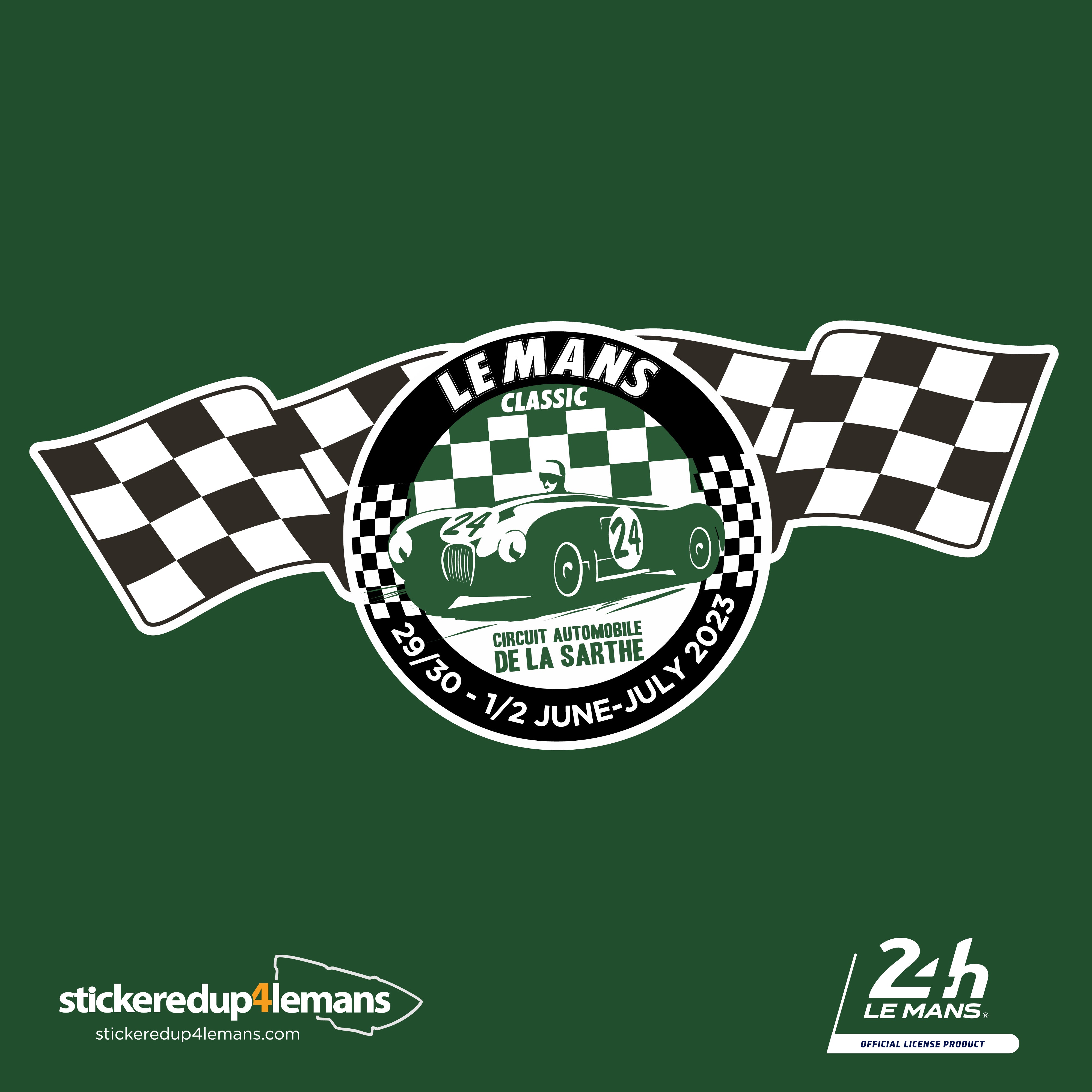 Le Mans Classic 2023 Chequered Flag Logo Sticker - StickeredUp4LeMans